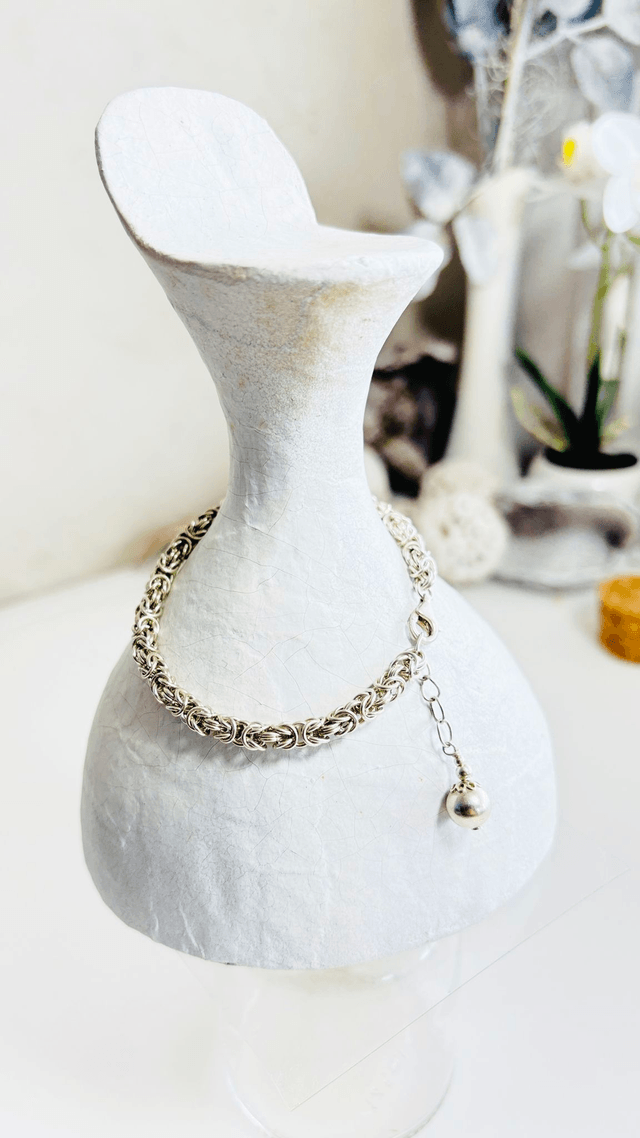 Bracelet Byzantin en Argent pampille Boule 8 mm.