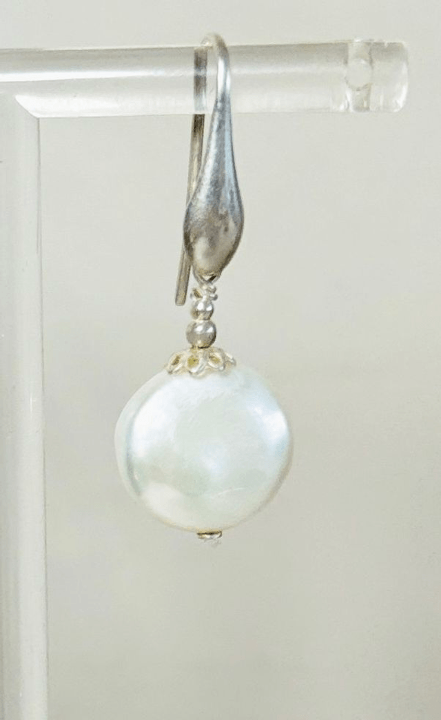 Boucles d'oreille en argent et perle de Culture