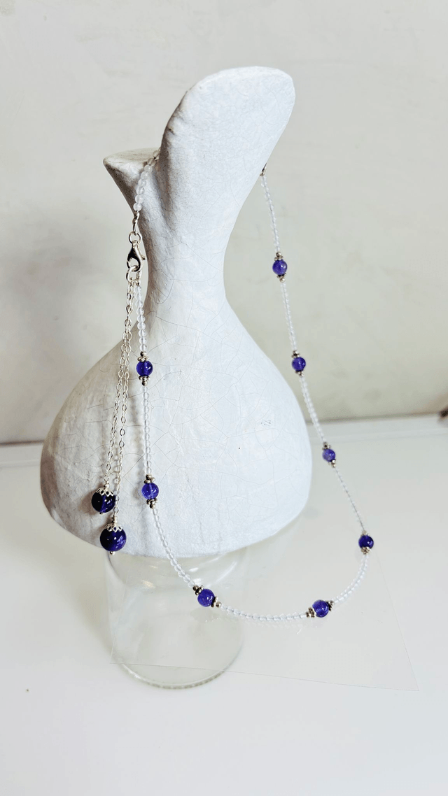 Collier pierres semi-précieuses Améthyste, quartz rose et argent.