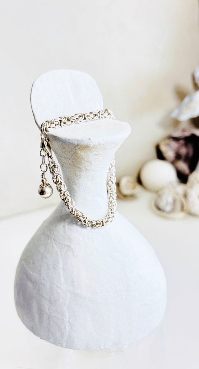 Bracelet Byzantin en Argent pampille Boule 8 mm.