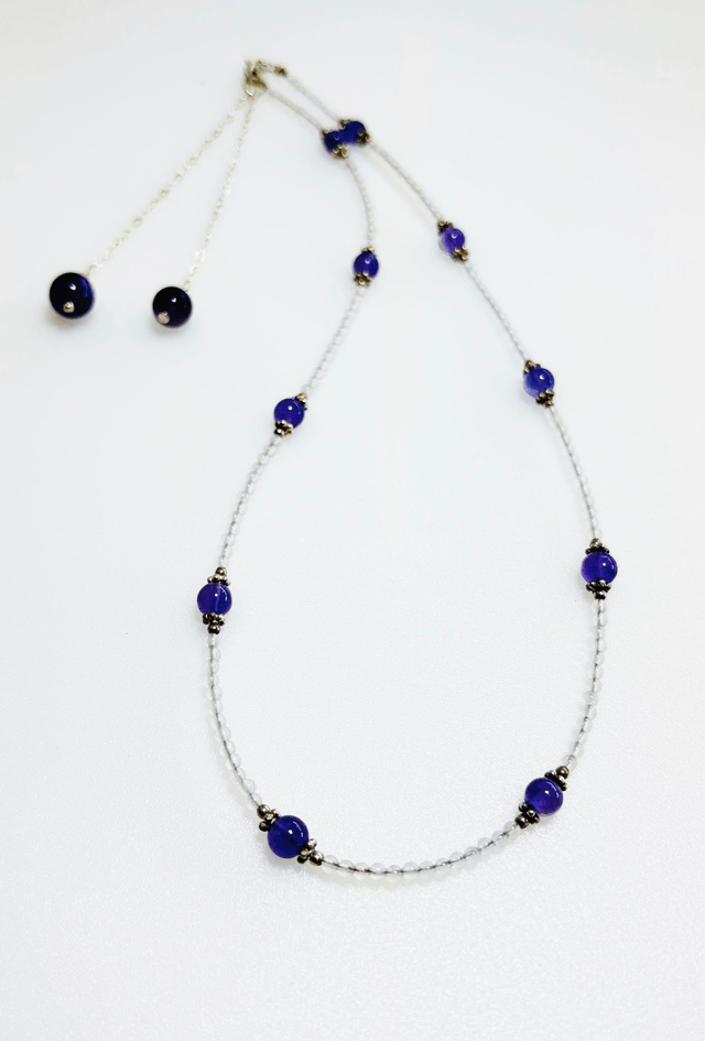 Collier pierres semi-précieuses Améthyste, quartz rose et argent.